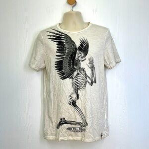 Overkill - Ride Till Death Distressed Skeleton Praying Short Sleeve Shirt Size M